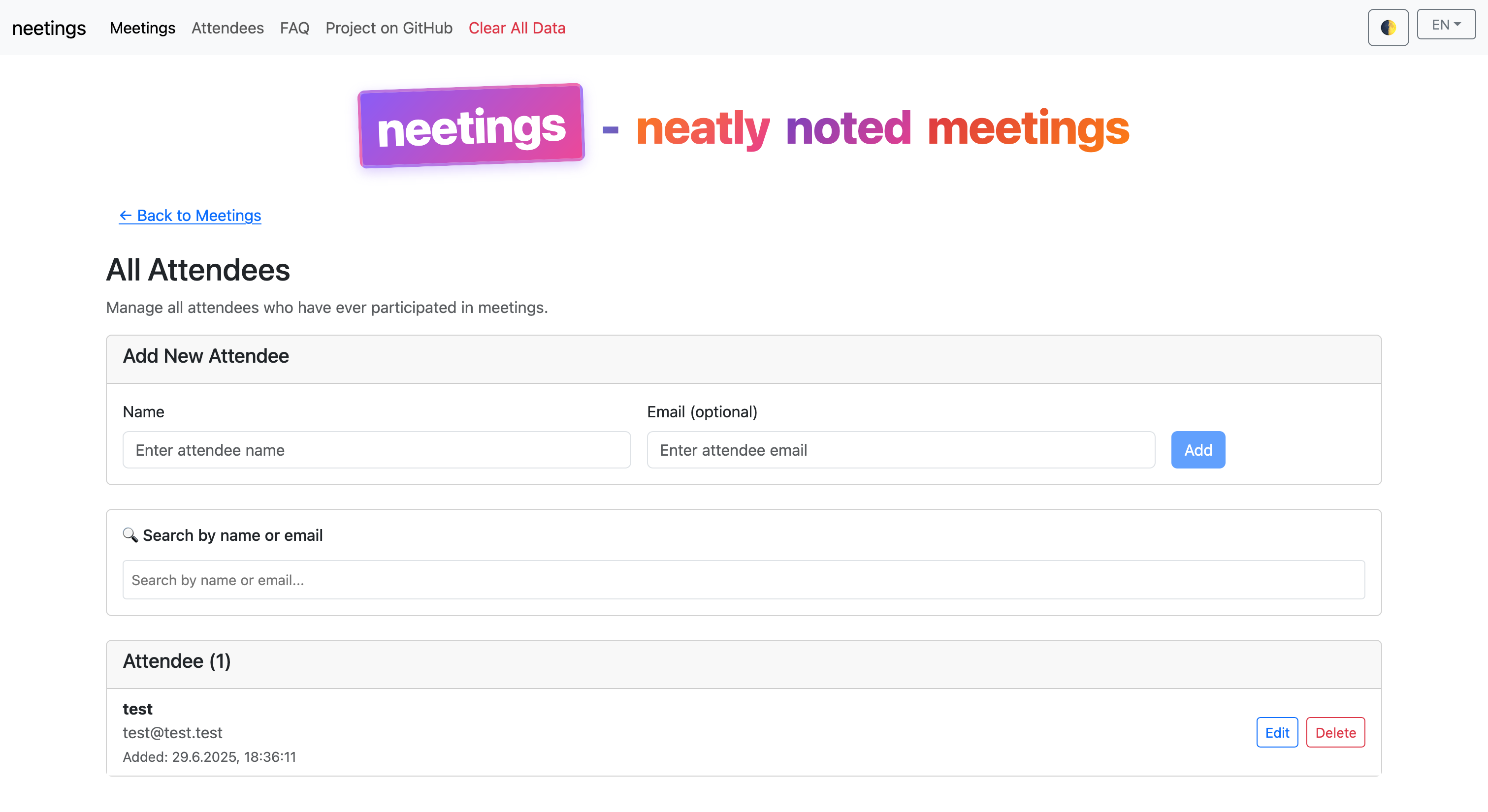 Attendee management interface