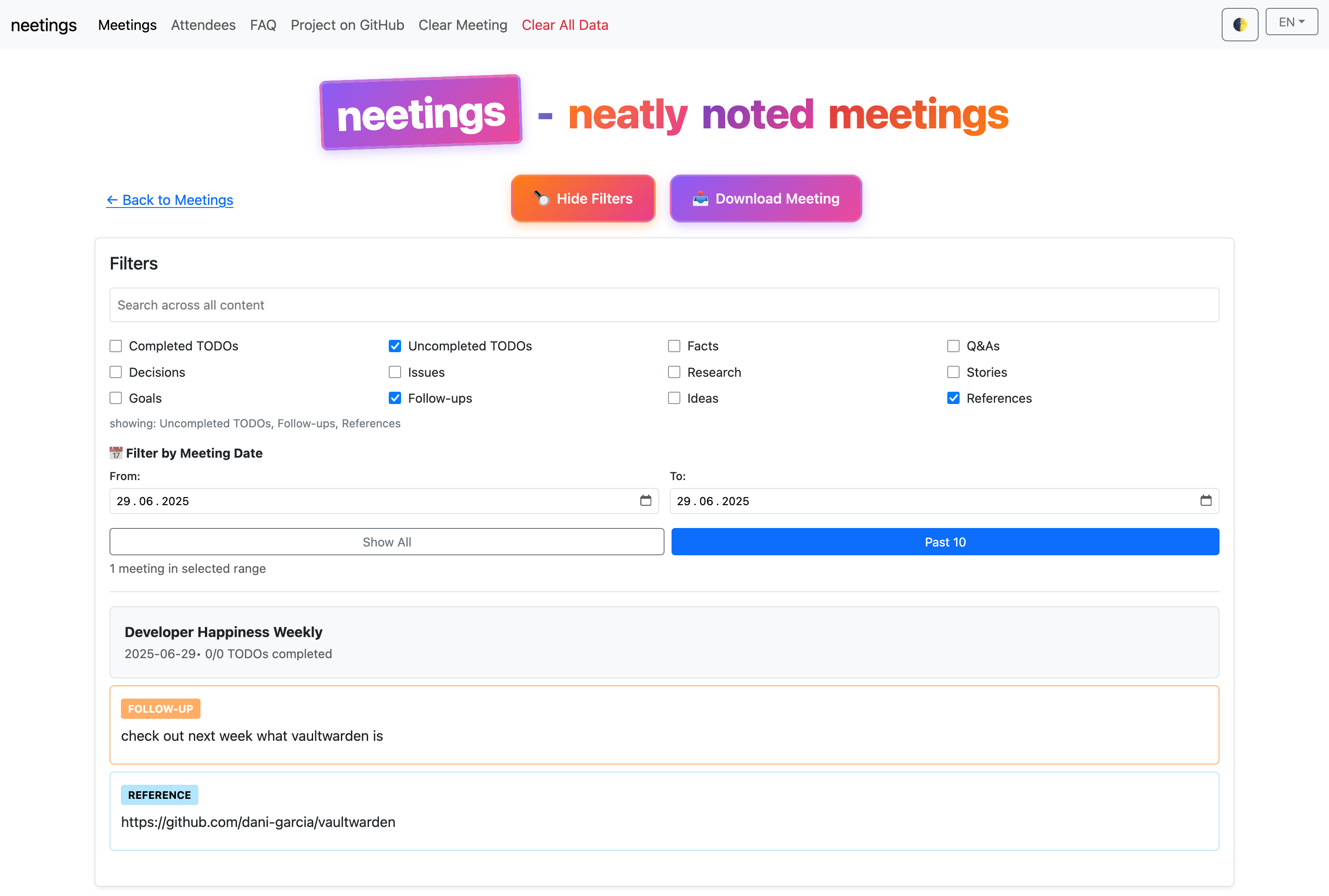Advanced filtering options